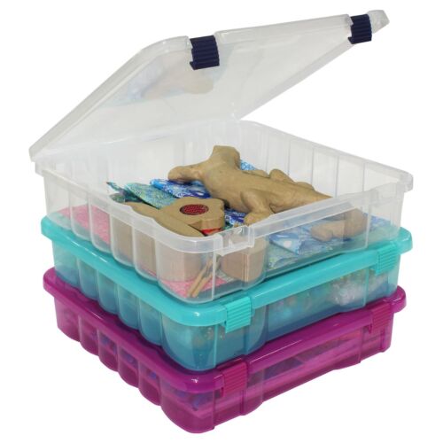 Set Of Three 12 Inch Square Craft Storage Boxes